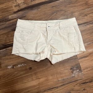 Women's White Distressed Shorts